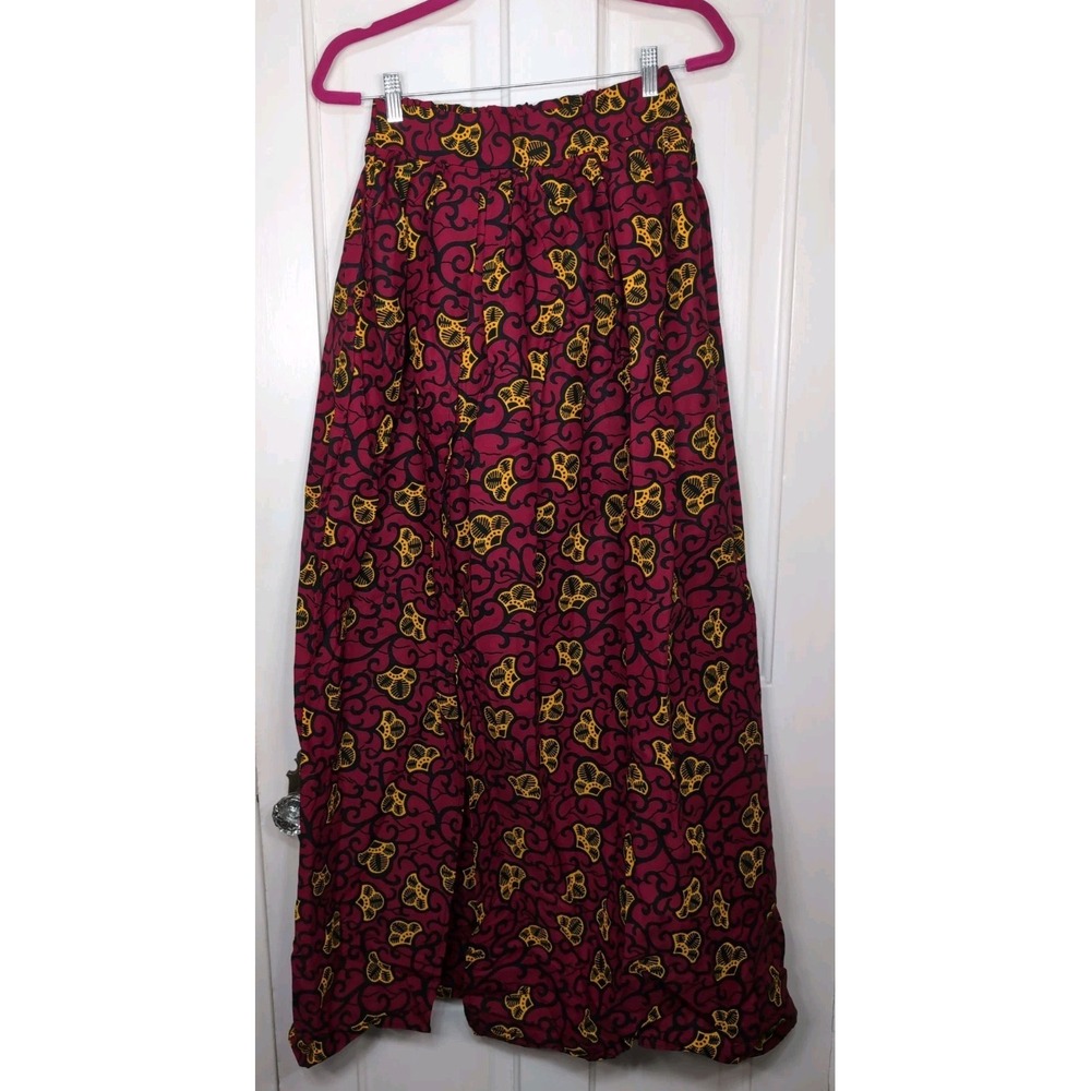 Grass-Fields Skirt African Wax Print Pockets Slit Maxi Festival Women's 10(1262)